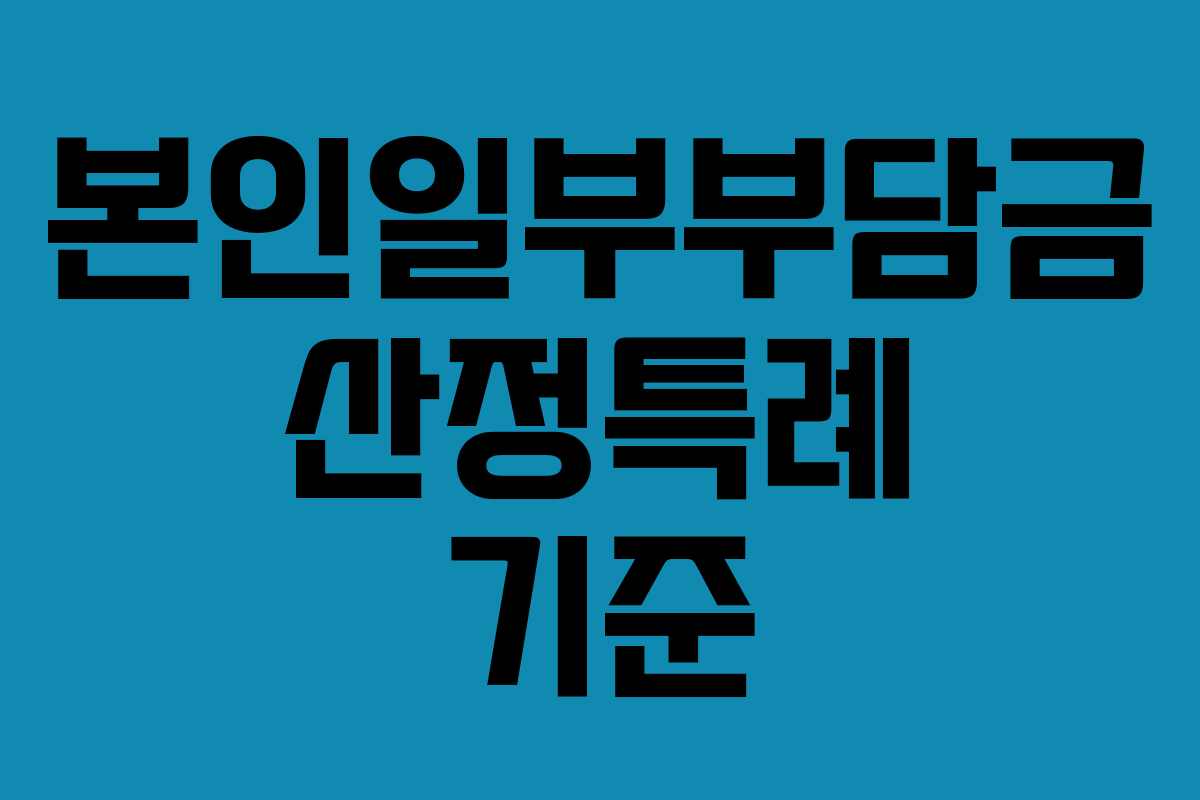 본인일부부담금 산정특례 기준