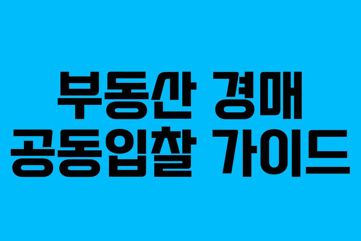 부동산 경매 공동입찰 가이드