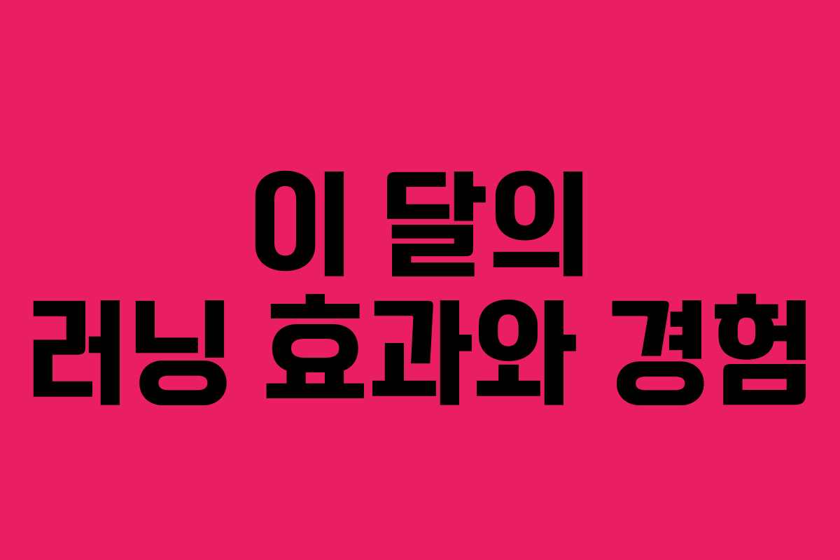 이 달의 러닝 효과와 경험
