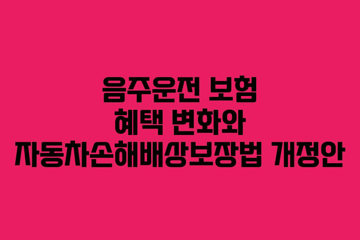 음주운전 보험 혜택 변화와 자동차손해배상보장법 개정안