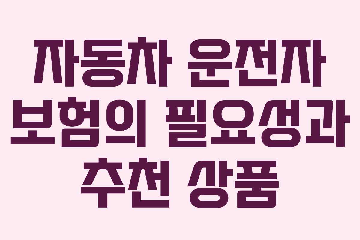 자동차 운전자 보험의 필요성과 추천 상품