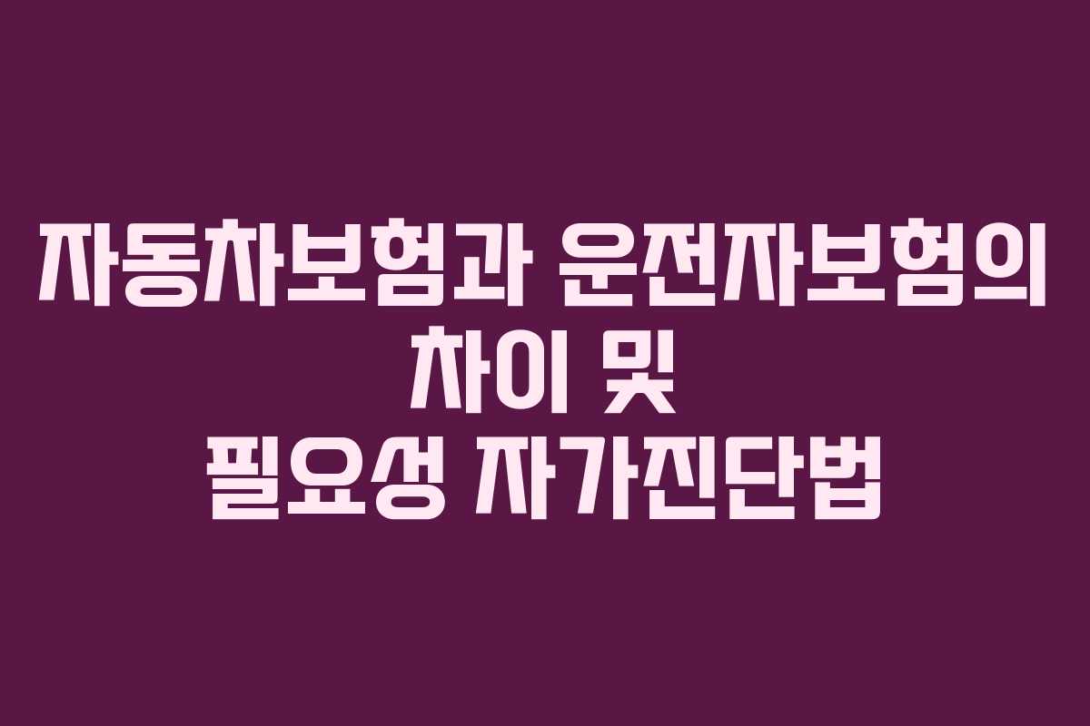 자동차보험과 운전자보험의 차이 및 필요성 자가진단법