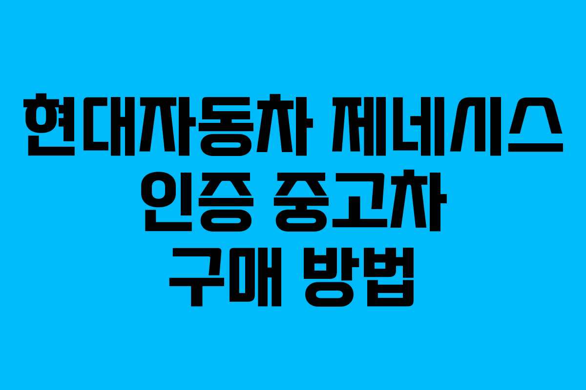 현대자동차 제네시스 인증 중고차 구매 방법