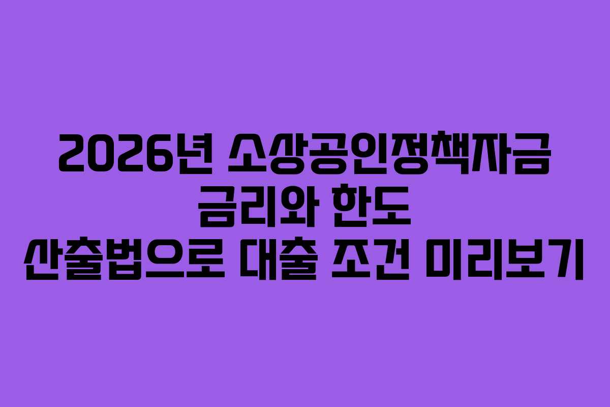 2026년 소상공인정책자금 금리와 한도 산출법으로 대출 조건 미리보기