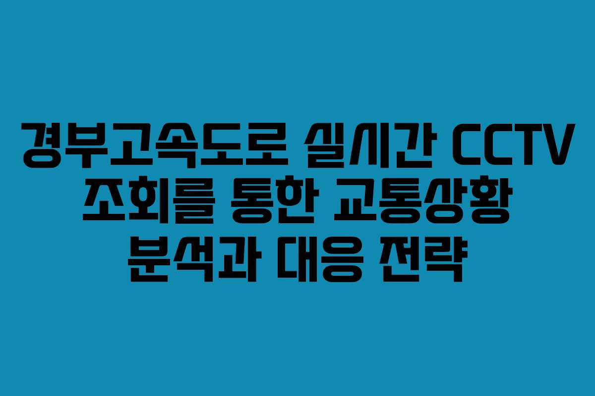 경부고속도로 실시간 CCTV 조회를 통한 교통상황 분석과 대응 전략