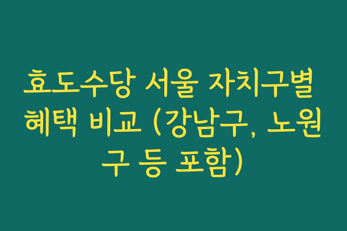 효도수당 서울 자치구별 혜택 비교 (강남구, 노원구 등 포함)