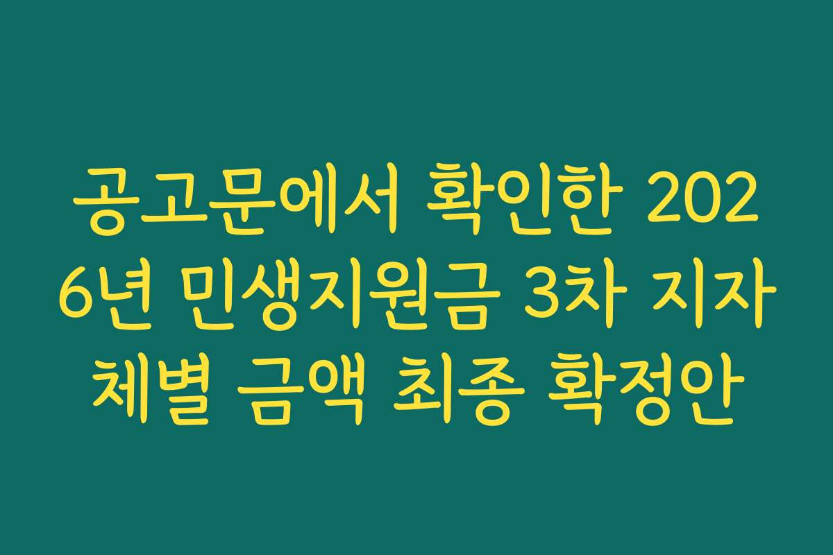 공고문에서 확인한 2026년 민생지원금 3차 지자체별 금액 최종 확정안
