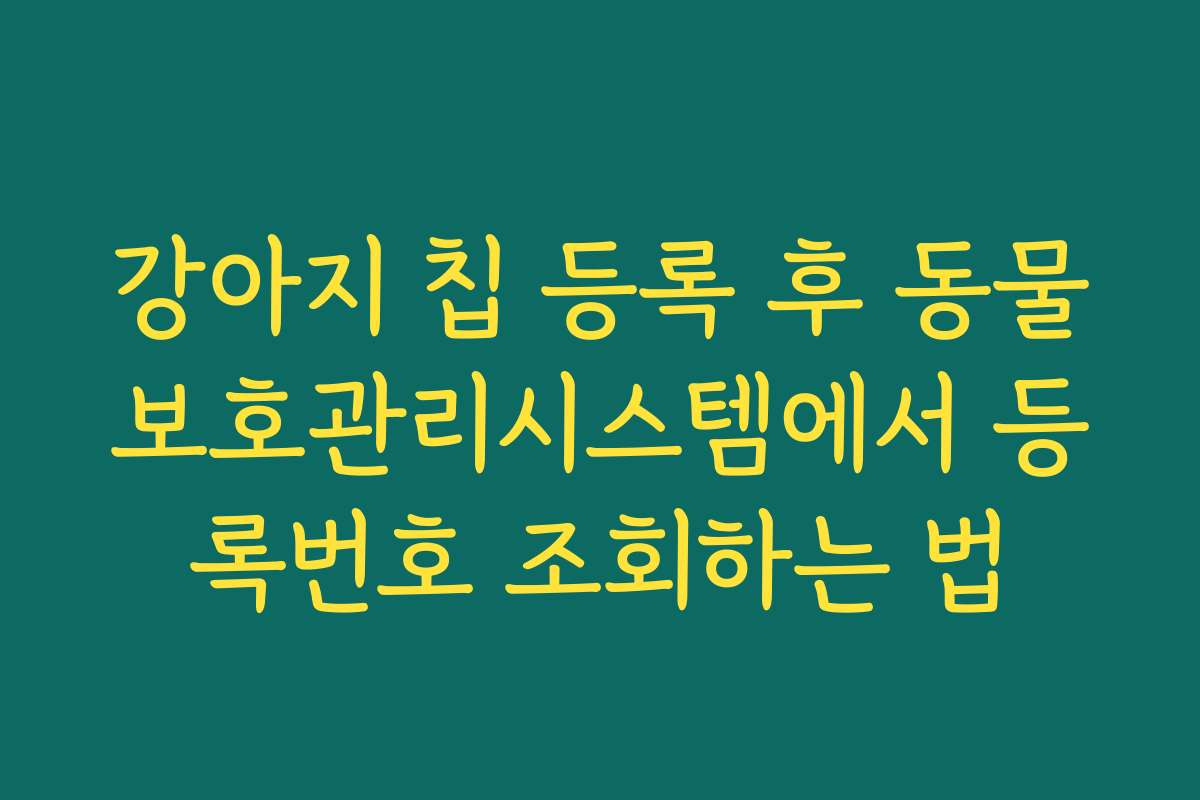 강아지 칩 등록 후 동물보호관리시스템에서 등록번호 조회하는 법