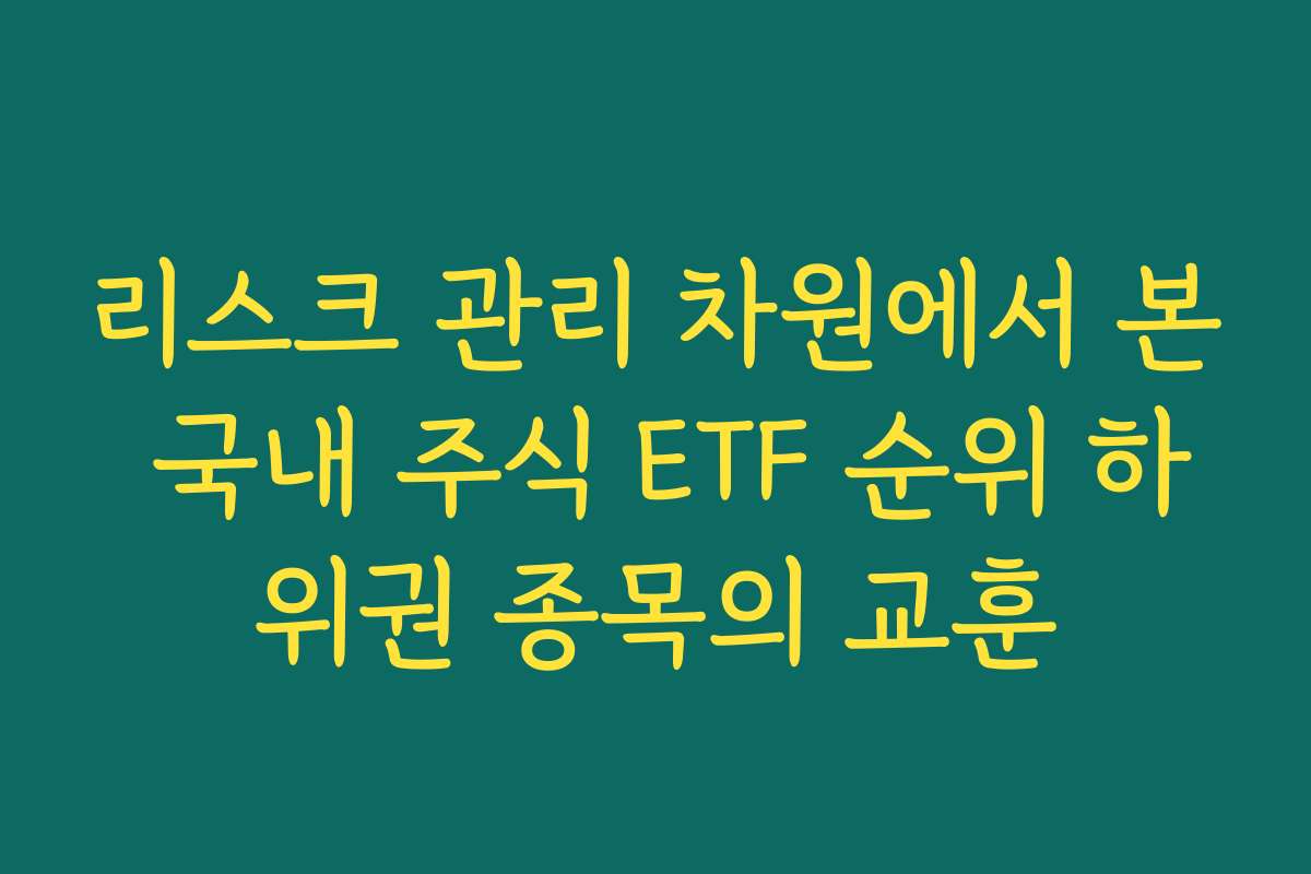 리스크 관리 차원에서 본 국내 주식 ETF 순위 하위권 종목의 교훈