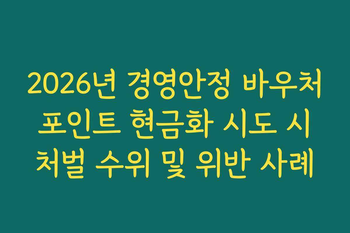 2026년 경영안정 바우처 포인트 현금화 시도 시 처벌 수위 및 위반 사례