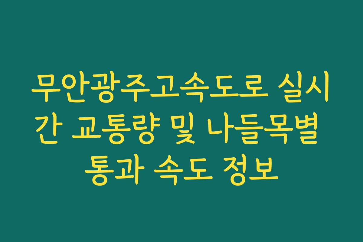 무안광주고속도로 실시간 교통량 및 나들목별 통과 속도 정보