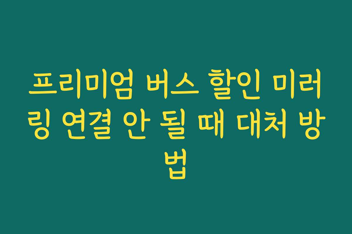 프리미엄 버스 할인 미러링 연결 안 될 때 대처 방법