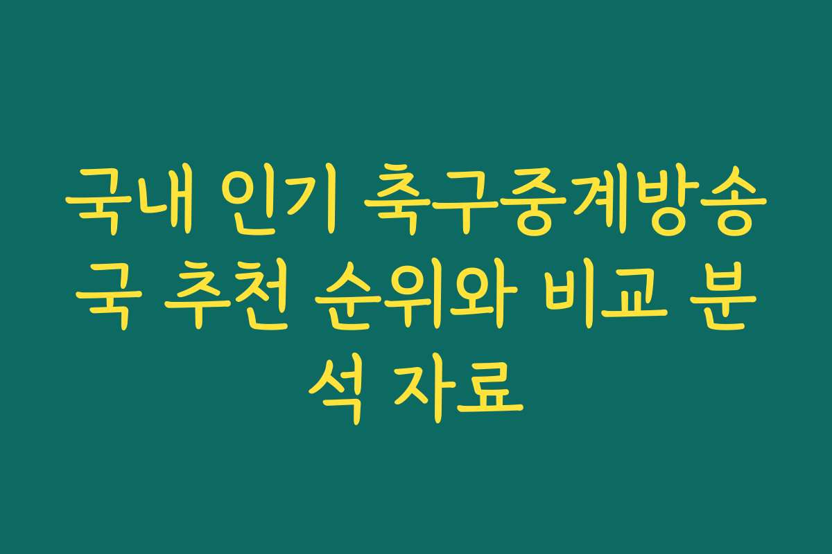 국내 인기 축구중계방송국 추천 순위와 비교 분석 자료