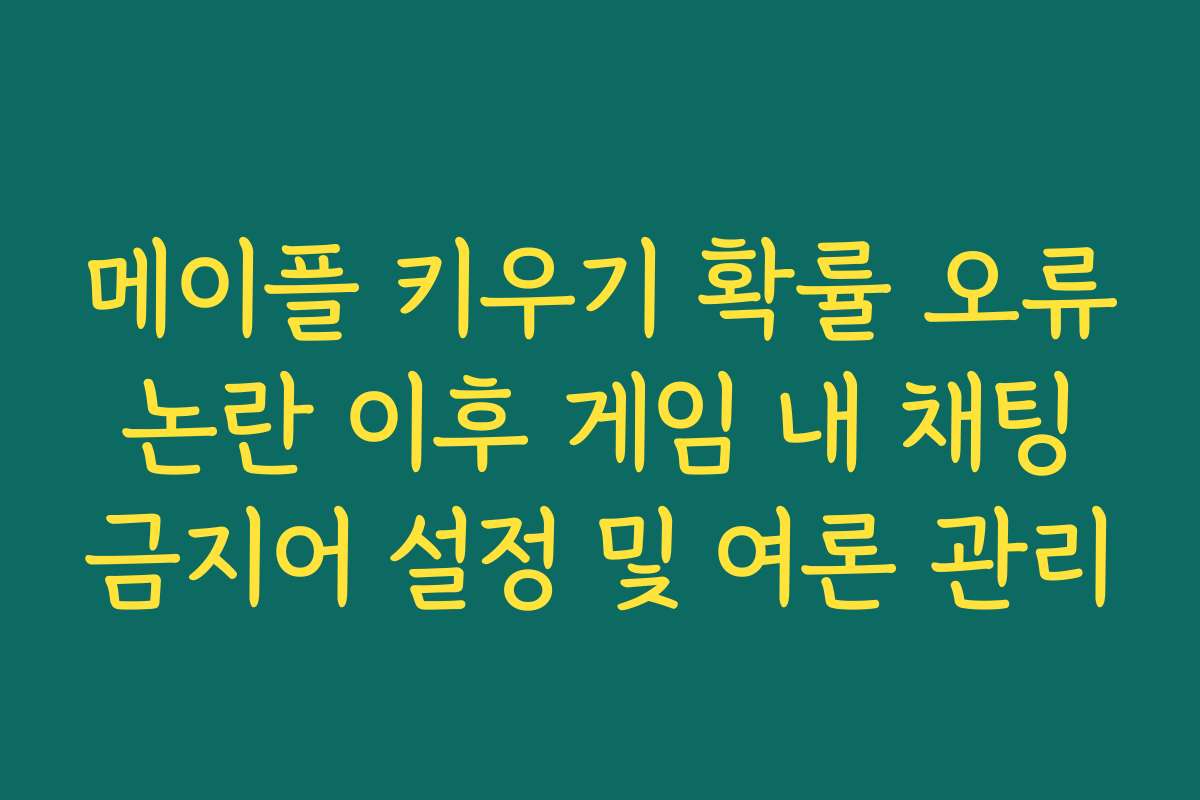 메이플 키우기 확률 오류 논란 이후 게임 내 채팅 금지어 설정 및 여론 관리