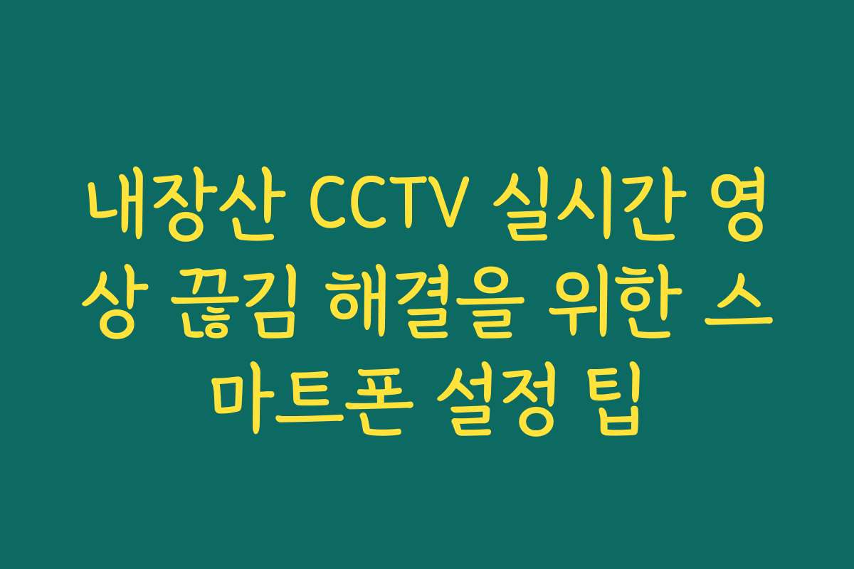 내장산 CCTV 실시간 영상 끊김 해결을 위한 스마트폰 설정 팁