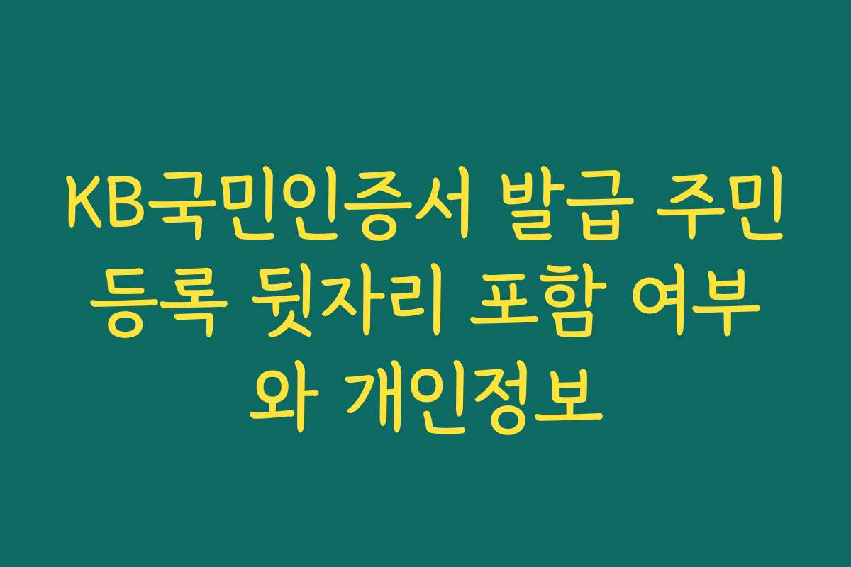 KB국민인증서 발급 주민등록 뒷자리 포함 여부와 개인정보