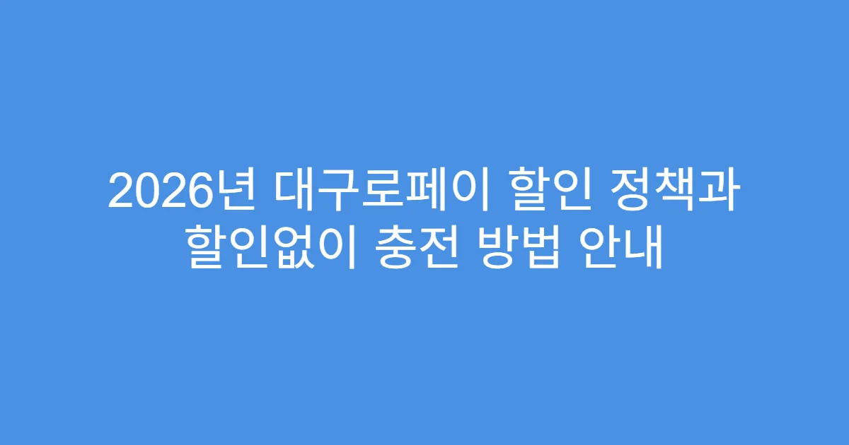 2026년 대구로페이 할인 정책과 할인없이 충전 방법 안내