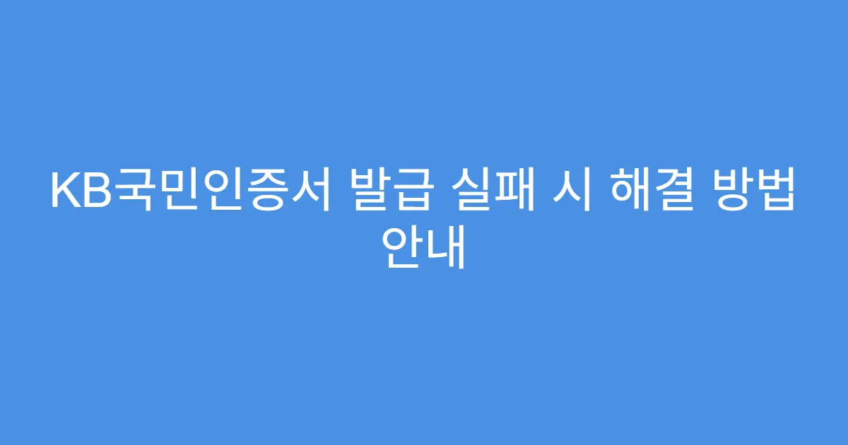 KB국민인증서 발급 실패 시 해결 방법 안내