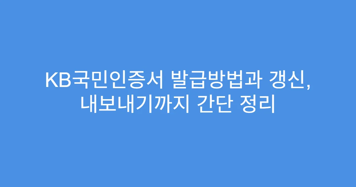 KB국민인증서 발급방법과 갱신, 내보내기까지 간단 정리