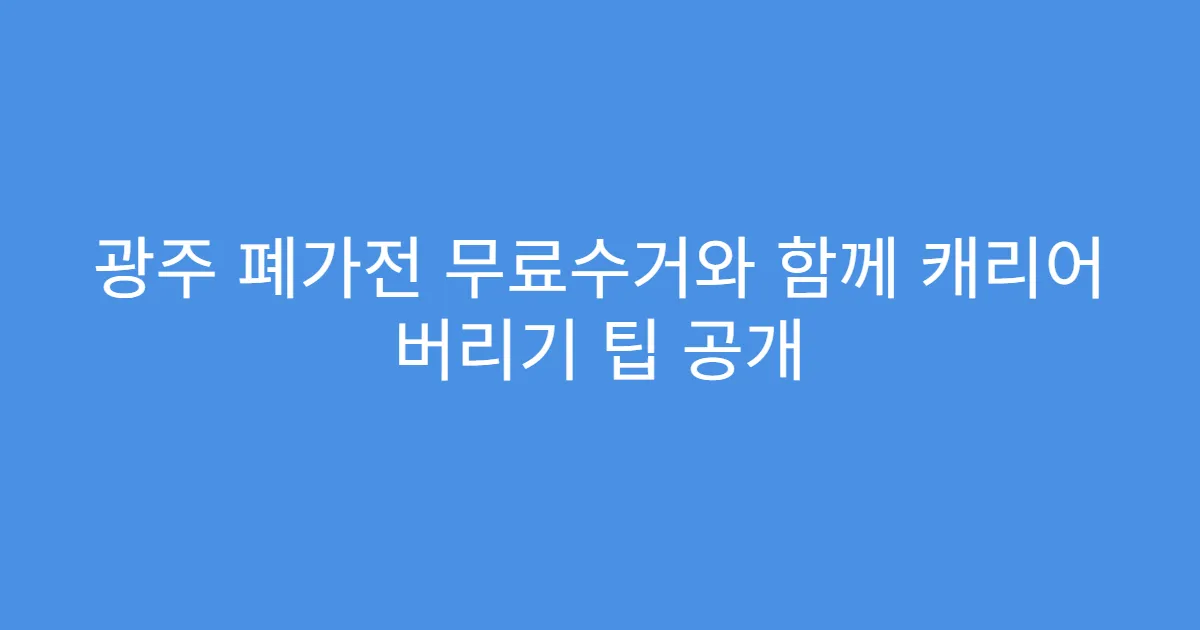 광주 폐가전 무료수거와 함께 캐리어 버리기 팁 공개