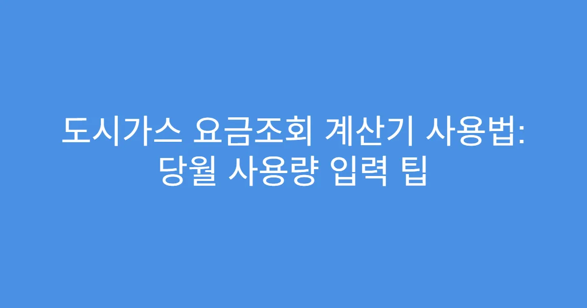 도시가스 요금조회 계산기 사용법: 당월 사용량 입력 팁