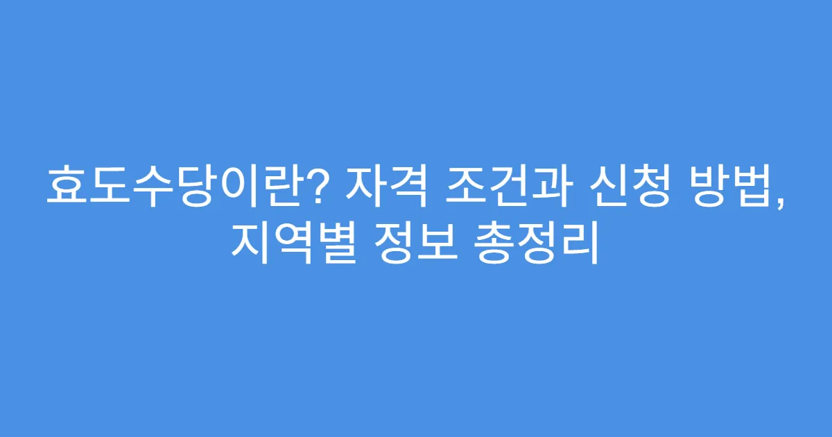 효도수당이란? 자격 조건과 신청 방법, 지역별 정보 총정리