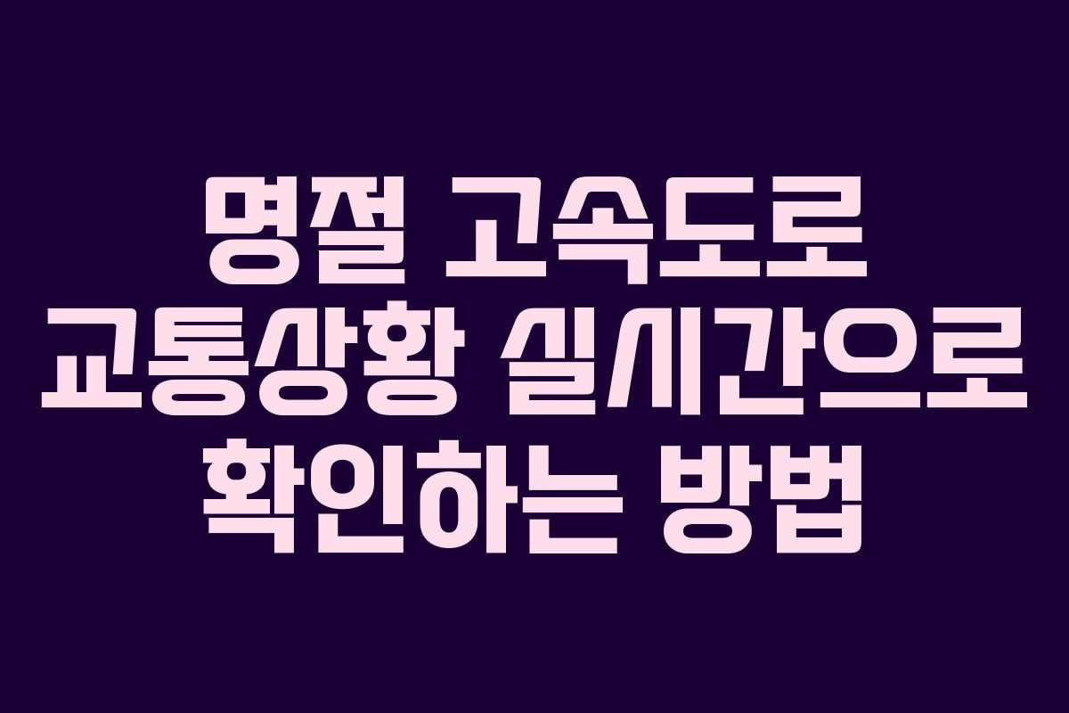 명절 고속도로 교통상황 실시간으로 확인하는 방법
