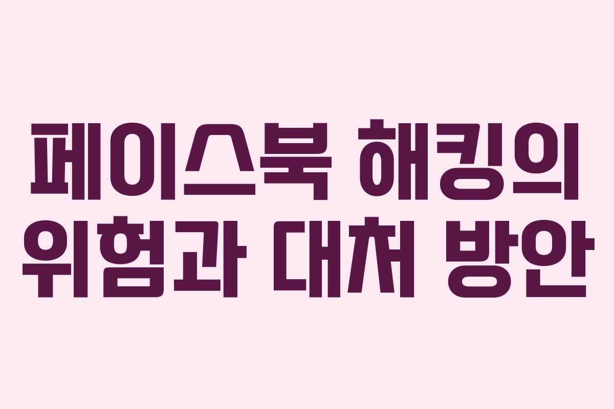 페이스북 해킹의 위험과 대처 방안