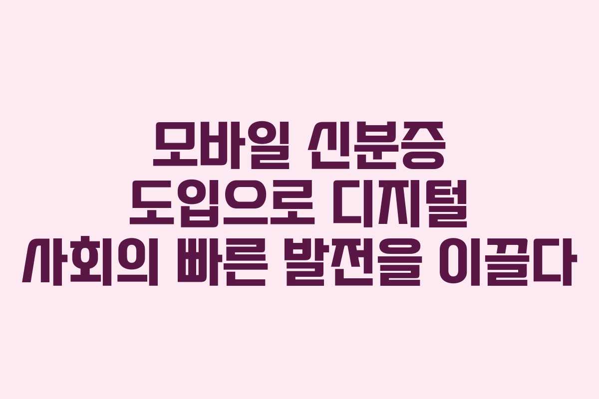모바일 신분증 도입으로 디지털 사회의 빠른 발전을 이끌다
