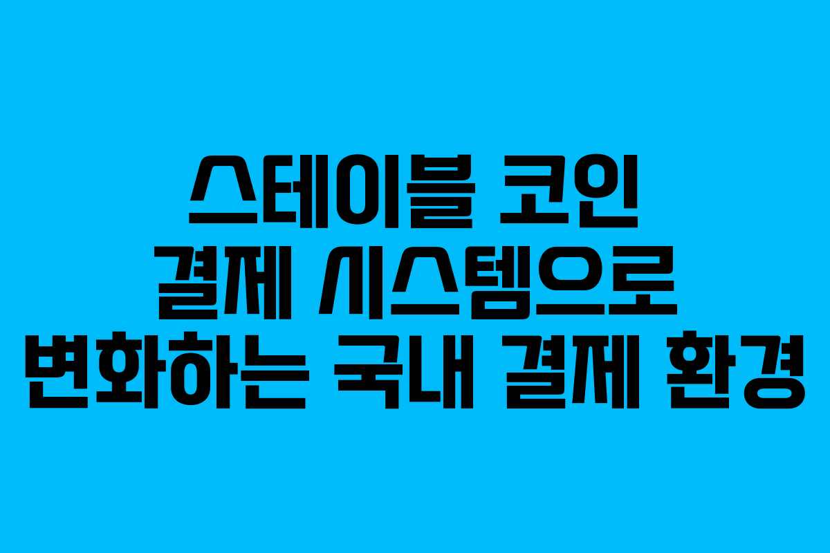 스테이블 코인 결제 시스템으로 변화하는 국내 결제 환경