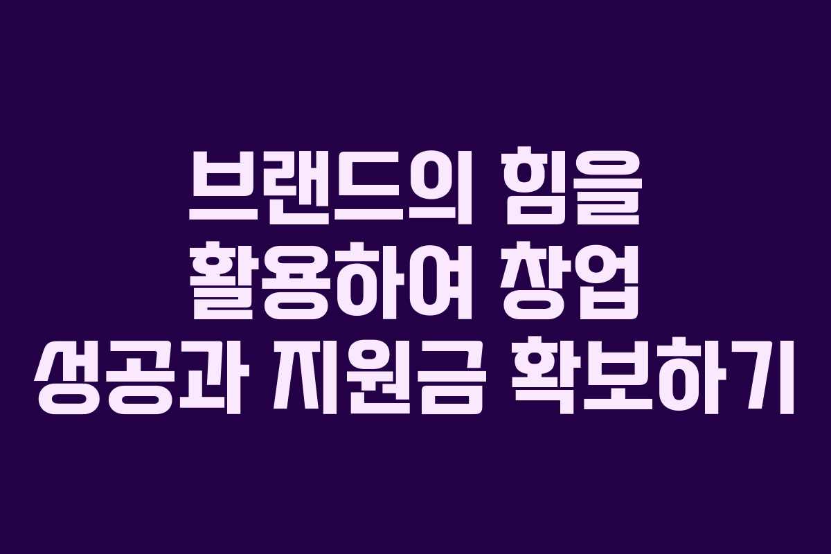 브랜드의 힘을 활용하여 창업 성공과 지원금 확보하기