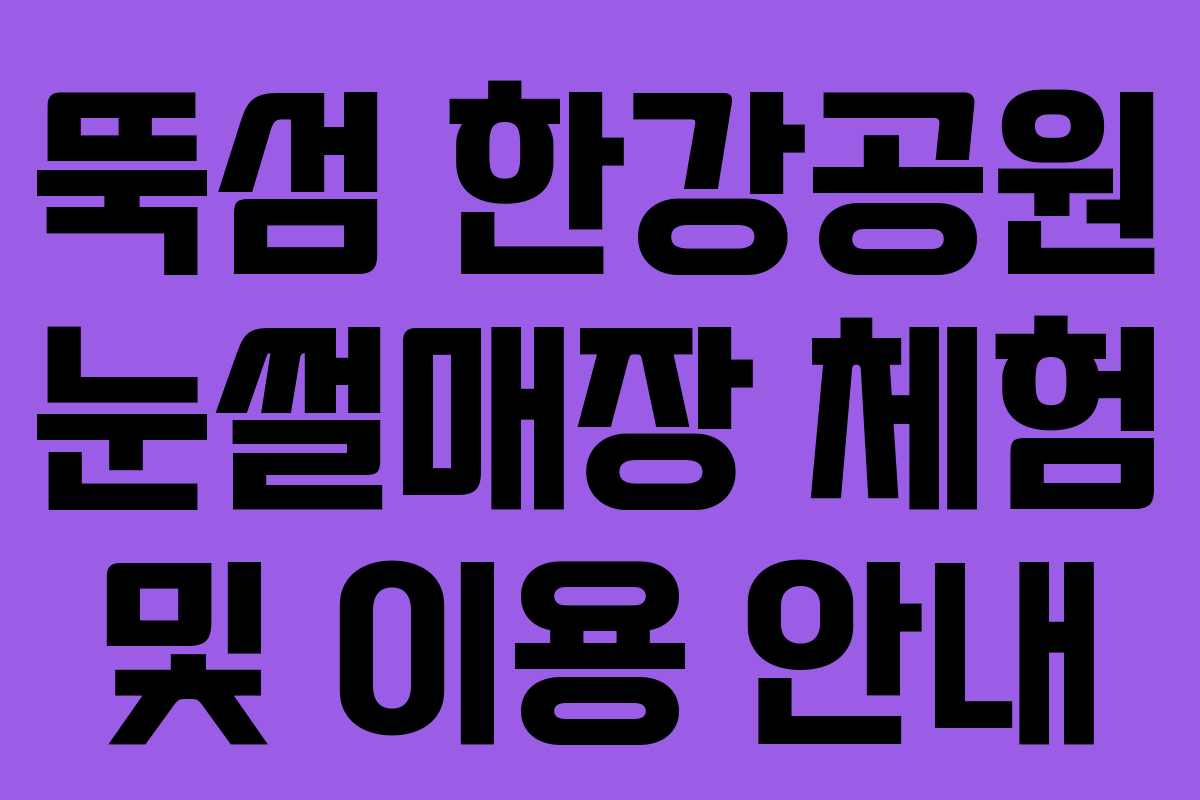 뚝섬 한강공원 눈썰매장 체험 및 이용 안내
