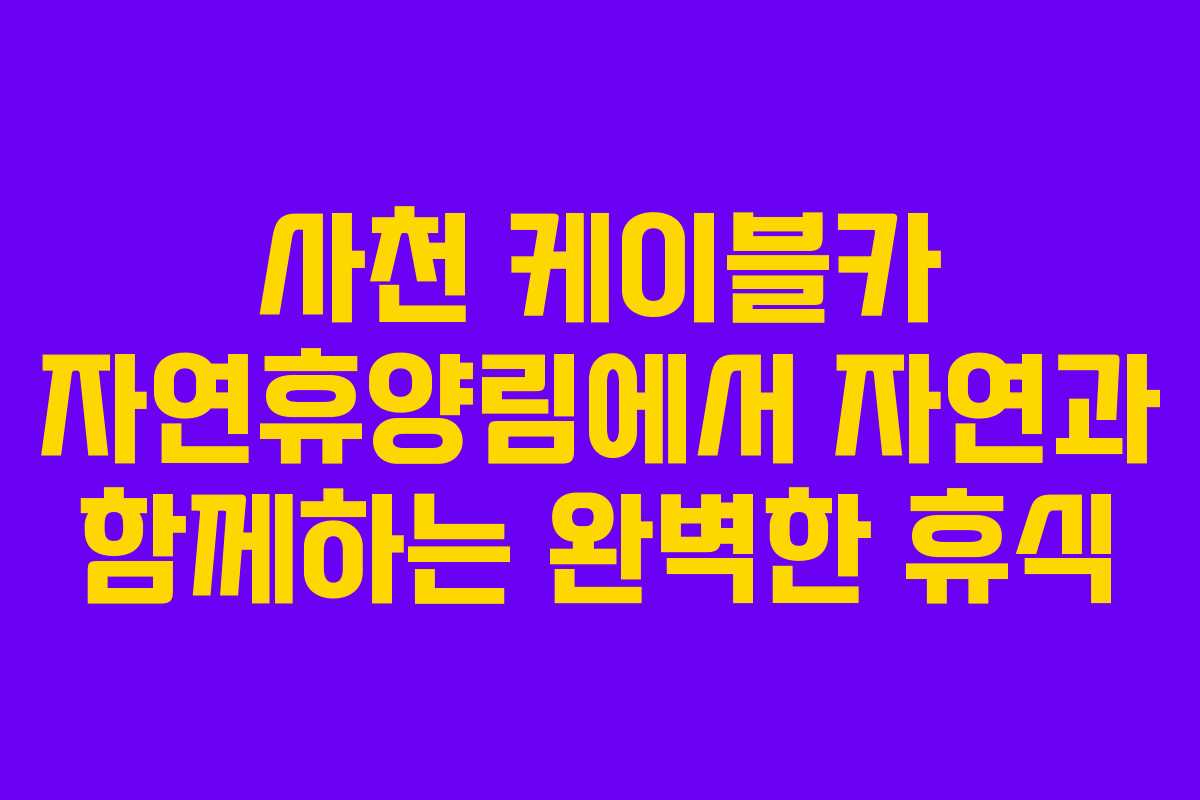사천 케이블카 자연휴양림에서 자연과 함께하는 완벽한 휴식