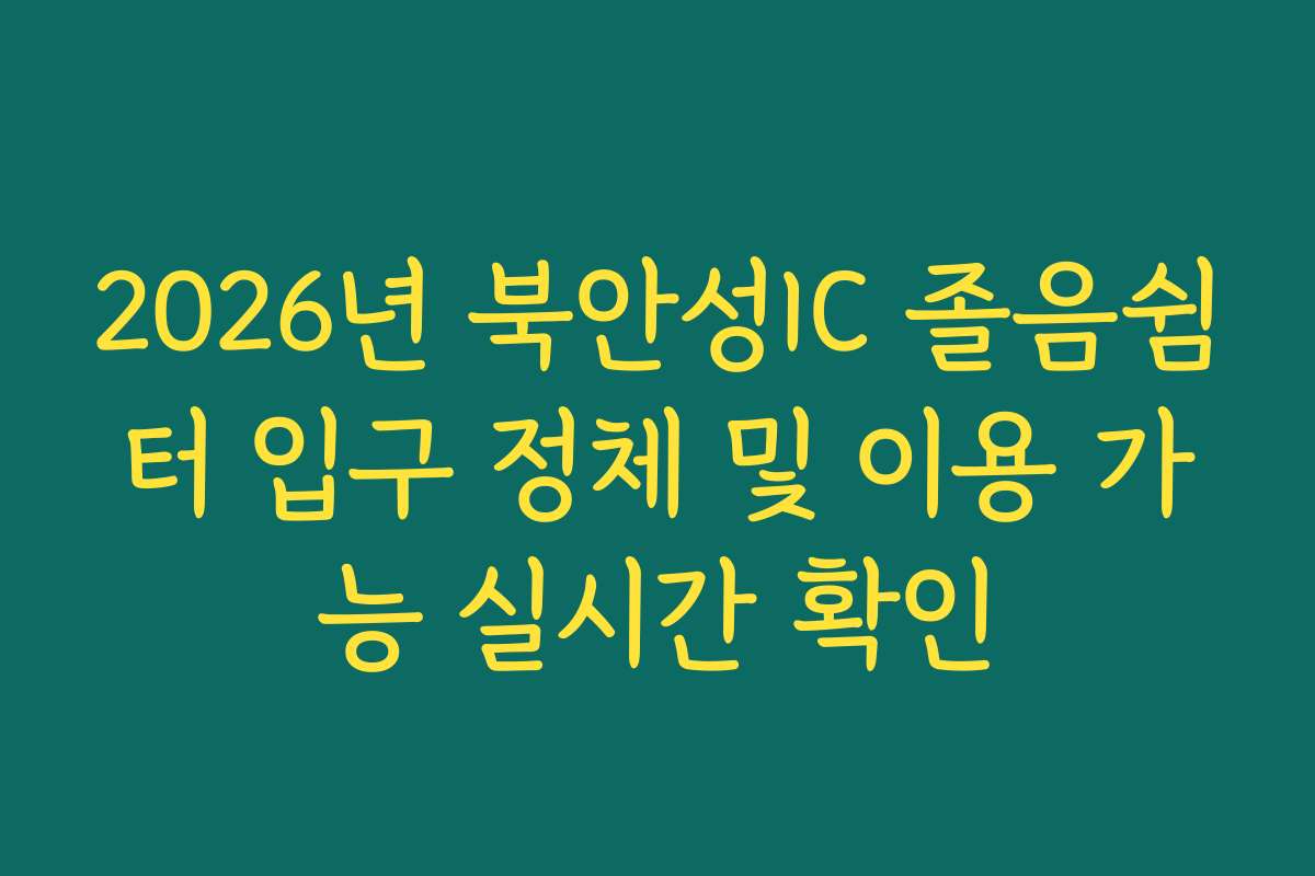 2026년 북안성IC 졸음쉼터 입구 정체 및 이용 가능 실시간 확인