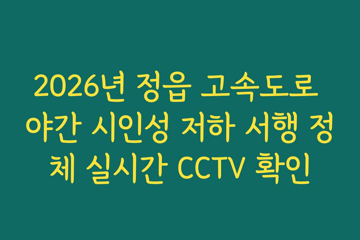 2026년 정읍 고속도로 야간 시인성 저하 서행 정체 실시간 CCTV 확인