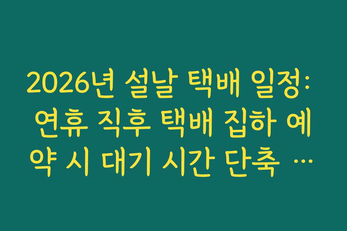 2026년 설날 택배 일정: 연휴 직후 택배 집하 예약 시 대기 시간 단축 노하우