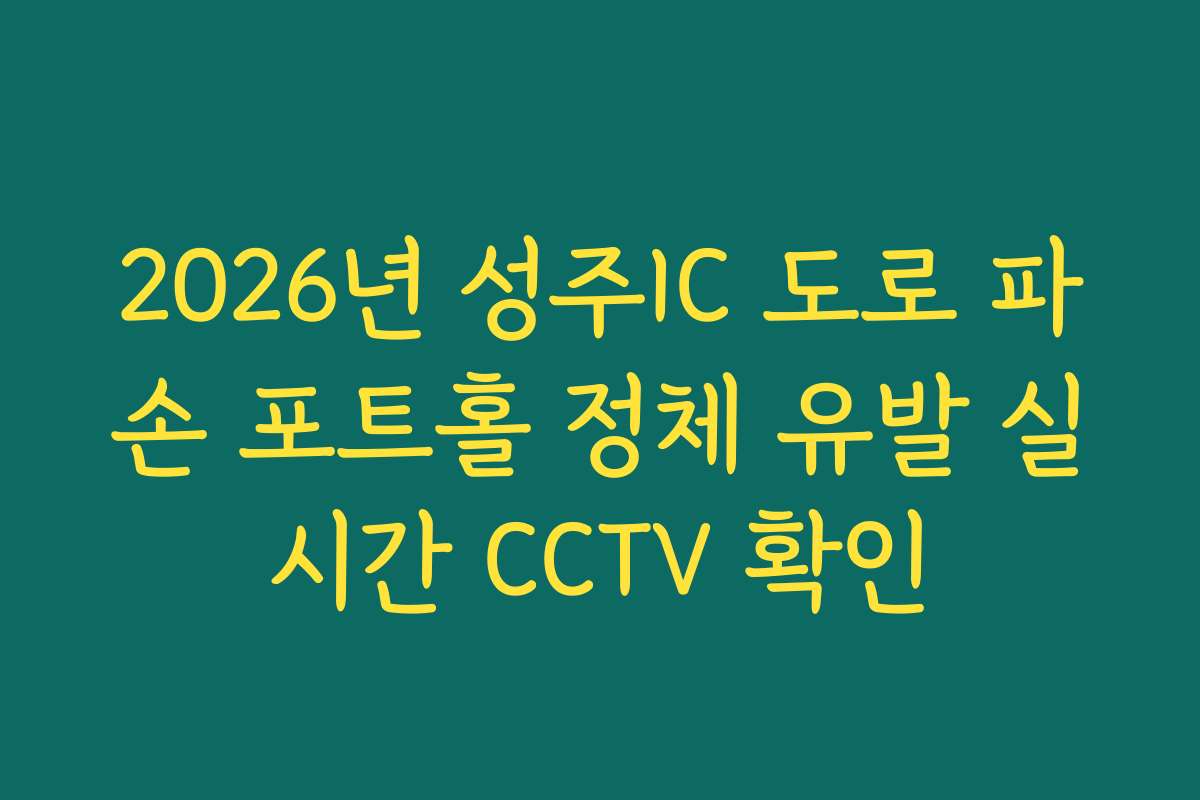 2026년 성주IC 도로 파손 포트홀 정체 유발 실시간 CCTV 확인