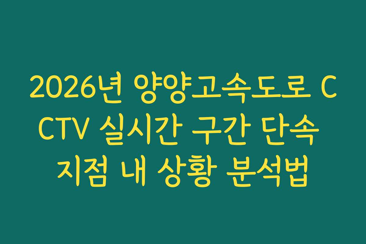 2026년 양양고속도로 CCTV 실시간 구간 단속 지점 내 상황 분석법
