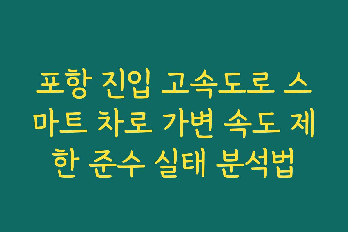 포항 진입 고속도로 스마트 차로 가변 속도 제한 준수 실태 분석법