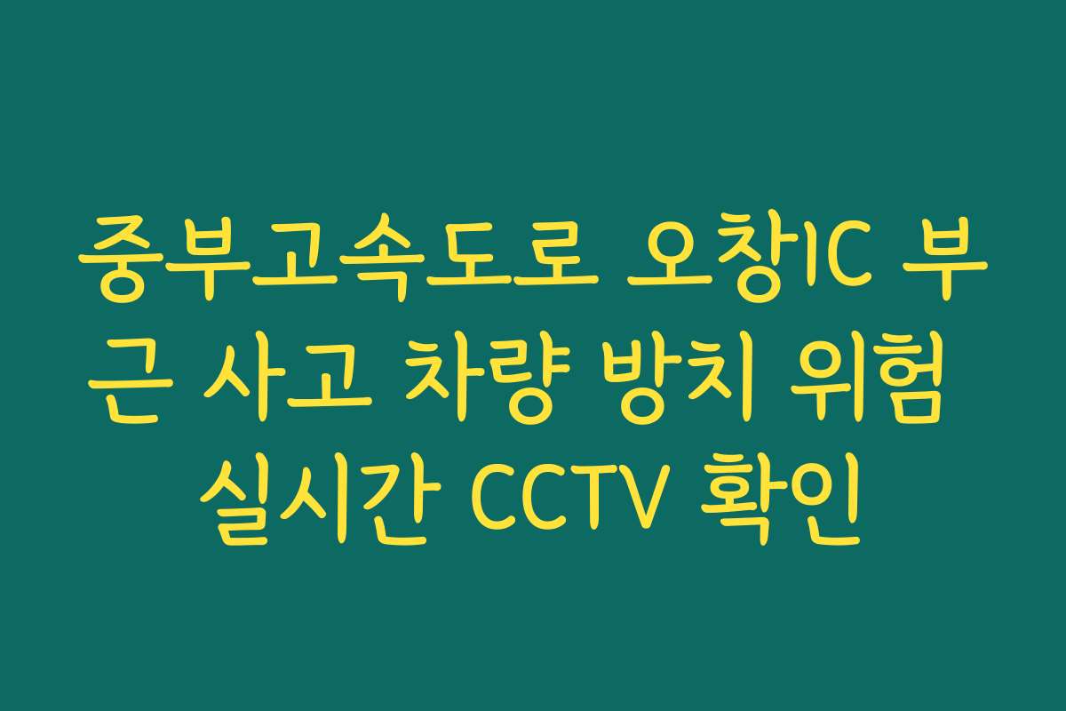 중부고속도로 오창IC 부근 사고 차량 방치 위험 실시간 CCTV 확인