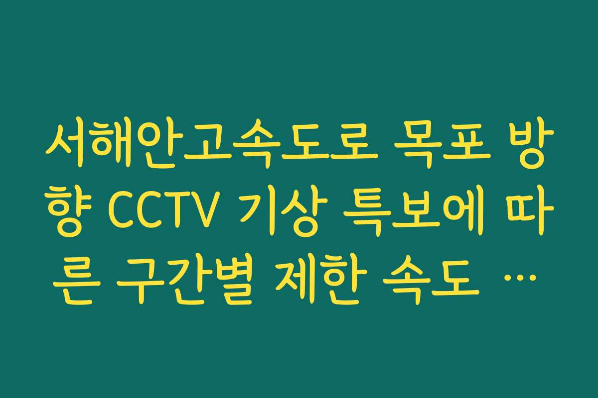서해안고속도로 목포 방향 CCTV 기상 특보에 따른 구간별 제한 속도 확인