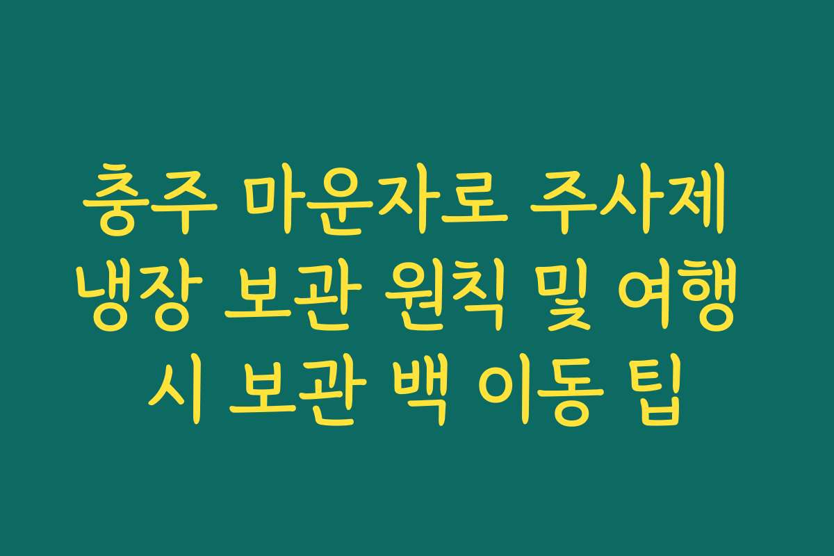 충주 마운자로 주사제 냉장 보관 원칙 및 여행 시 보관 백 이동 팁