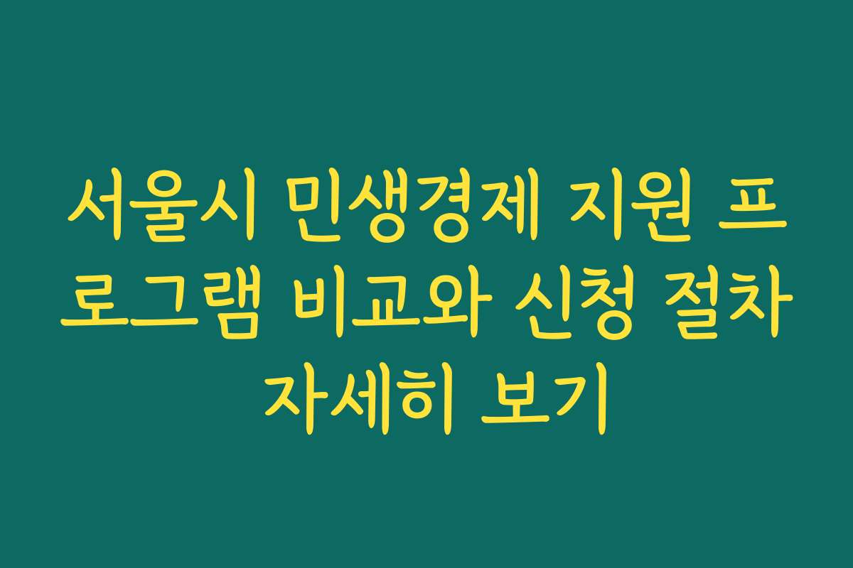 서울시 민생경제 지원 프로그램 비교와 신청 절차 자세히 보기