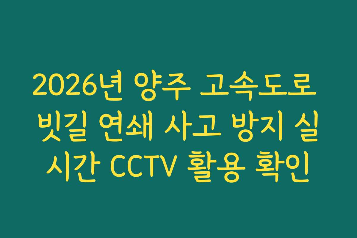 2026년 양주 고속도로 빗길 연쇄 사고 방지 실시간 CCTV 활용 확인