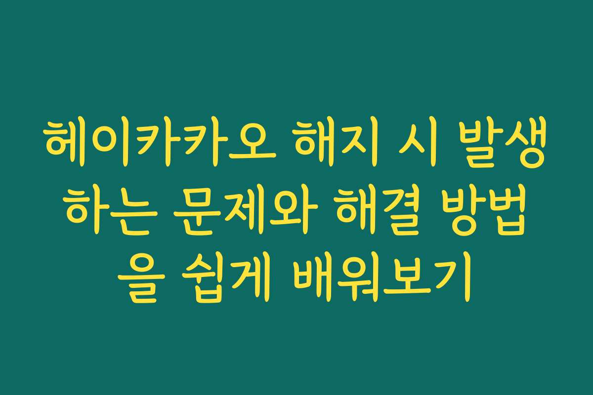 헤이카카오 해지 시 발생하는 문제와 해결 방법을 쉽게 배워보기