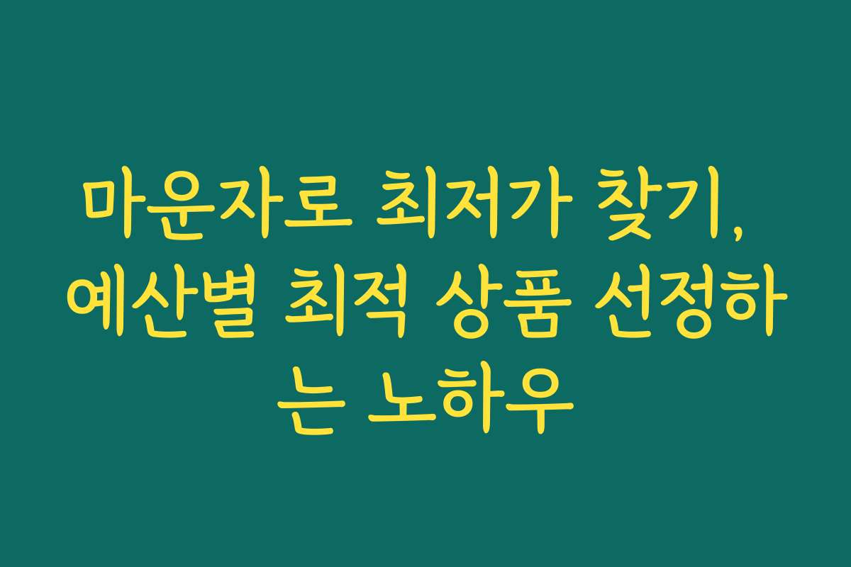 마운자로 최저가 찾기, 예산별 최적 상품 선정하는 노하우