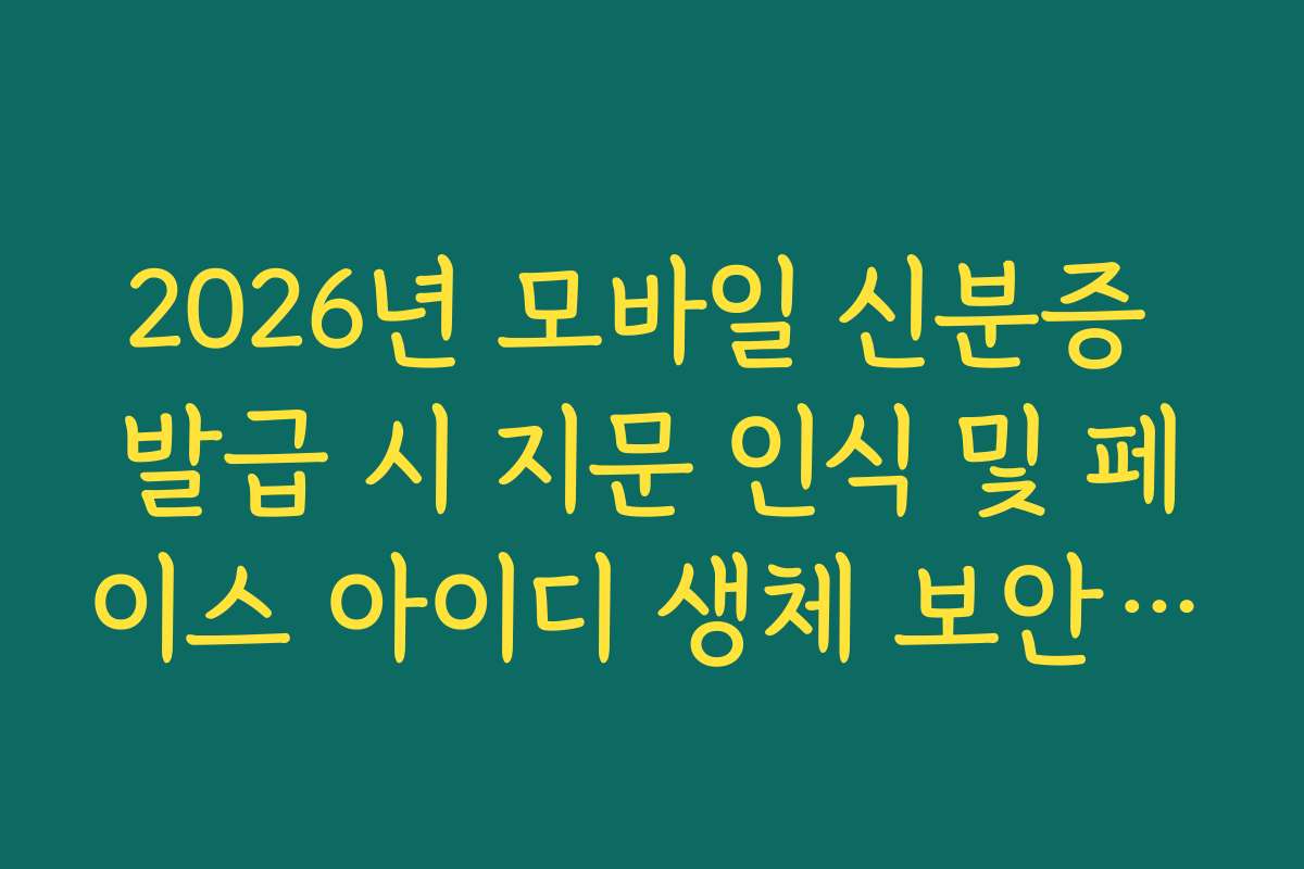 2026년 모바일 신분증 발급 시 지문 인식 및 페이스 아이디 생체 보안 설정