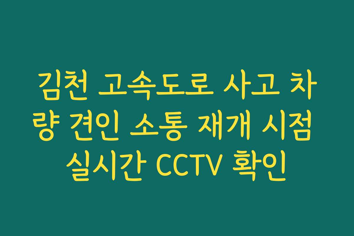 김천 고속도로 사고 차량 견인 소통 재개 시점 실시간 CCTV 확인