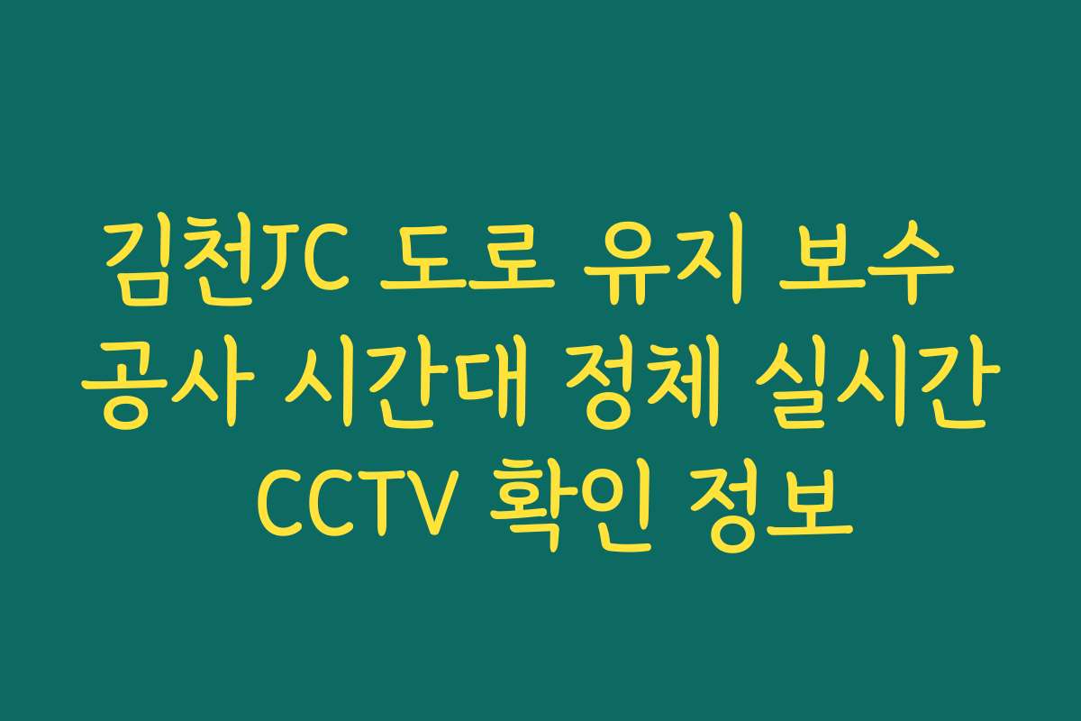 김천JC 도로 유지 보수 공사 시간대 정체 실시간 CCTV 확인 정보