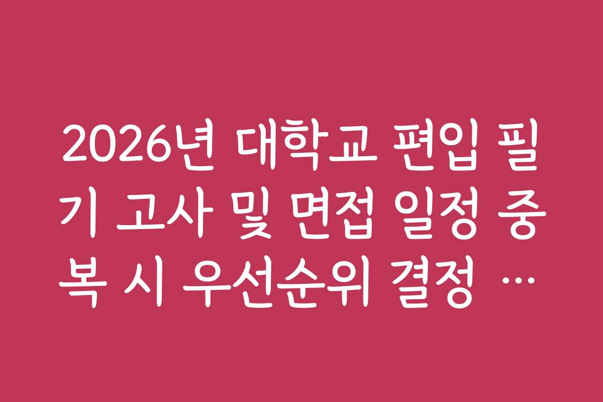 2026년 대학교 편입 필기 고사 및 면접 일정 중복 시 우선순위 결정 가이드